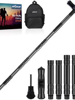 aiGear Tactical Stick Hiking Walking Staff - Trekking Poles Outdoor Tactical Staff Adjustable Hiking Stick for Survival Camping Hiking
