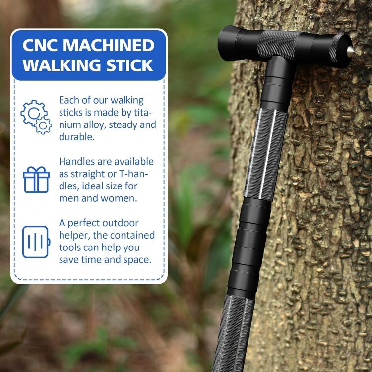 aiGear Tactical Stick Hiking Walking Staff - Trekking Poles Outdoor Tactical Staff Adjustable Hiking Stick for Survival Camping Hiking - Image 3
